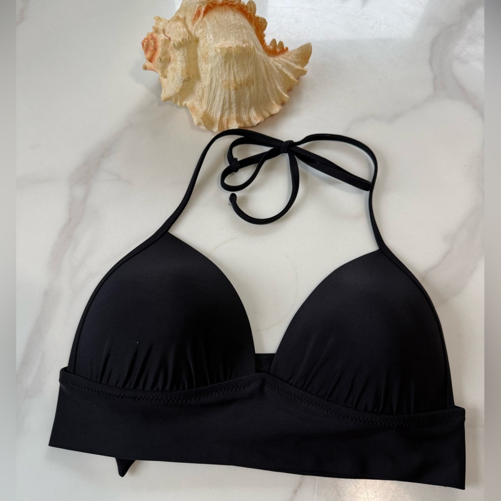 aerie Black Halter Bikini Top